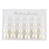 Stud Earrings Elegant Pearl Imitation Pearl Imitation Diamond Drop Ball White Black Jewelry For Daily Casual 24pcs