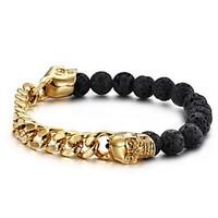 strand bracelets gold plated skull punk style daily casual jewelry gif ...