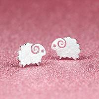 Stud Earrings Cute Style Silver Silver Plated Animal Shape Sheep Silver Jewelry For Party Halloween Daily Casual 1 pair