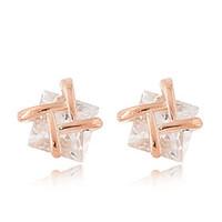 Stud Earrings Zircon Cubic Zirconia Alloy Fashion Gold Silver Champagne Jewelry Daily 1 pair