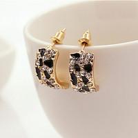 Stud Earrings Rhinestone Alloy Gold Jewelry 2pcs