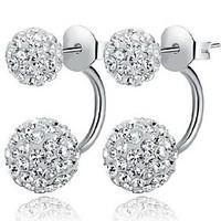 Stud Earrings Classic Simple Style Sterling Silver Cubic Zirconia Imitation Diamond Ball White Jewelry For Wedding Party Daily Casual 1set