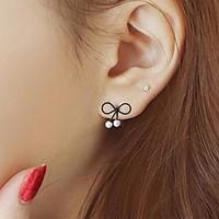 stud earrings pearl alloy black jewelry party daily casual