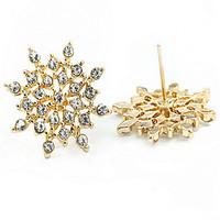 Stud Earrings Sterling Silver Gold Simulated Diamond Fashion Gold White Jewelry 2pcs