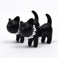 Stud Earrings Pearl Alloy Animal Shape Cat Leopard Black Jewelry For Daily 1pc
