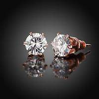 Stud Earrings Zircon Cubic Zirconia Copper Rose Gold Plated Simple Style Rose Gold Jewelry Daily Casual 1 pair