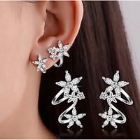 stud earrings clip earrings crystal imitation diamond basic double lay ...