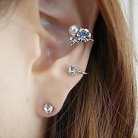 Stud Earrings Ear Cuffs Pearl Rhinestone Simulated Diamond Alloy Silver Golden Jewelry Daily