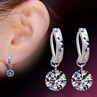 Stud Earrings Sterling Silver Alloy Zircon Simulated Diamond Birthstones Silver Jewelry Daily Casual Sports 2pcs