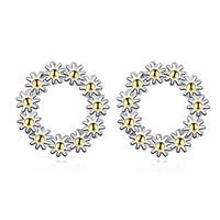 Stud Earrings AAA Cubic Zirconia Sun Flowers Sterling Silver Silver Jewelry For Wedding Party Daily Casual 1 pair