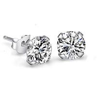 Stud Earrings Crystal Imitation Diamond Sterling Silver Rhinestone White Screen Color Jewelry Wedding Party 2pcs