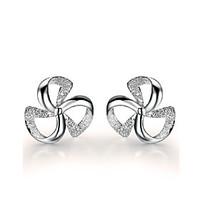 Stud Earrings Good Luck Sterling Silver Leaf Silver Color Jewelry For 2pcs