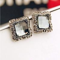 Stud Earrings Crystal Rhinestone Alloy Fashion Square Silver Jewelry Party Daily Casual 1 pair