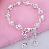 Sterling Silver Fashion Delicate Hollow Ball Bracelet Jewelry Christmas Gifts