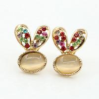 Stud Earrings Crystal Rhinestone Gold Plated 18K gold Simulated Diamond Fashion Jewelry 2pcs