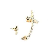Stud Earrings Rhinestone Alloy Fashion Cross Gold Silver Jewelry 2pcs