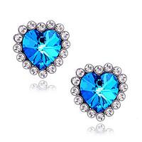 stud earrings sapphire gemstone simulated diamond alloy heart star blu ...