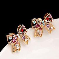 Stud Earrings Love Cute Style Luxury Rhinestone Alloy Bowknot Golden Jewelry For Party Daily Casual 1pc