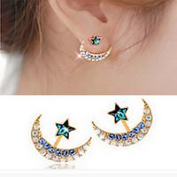 Stud Earrings Alloy Simulated Diamond Fashion Star Black Blue Golden Jewelry Daily Casual 1 pair