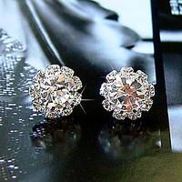 Stud Earrings Basic Simple Style Fashion Crystal Zircon Cubic Zirconia Imitation Diamond Flower Sunflower Jewelry For Daily Wedding Party