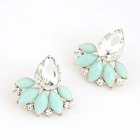 stud earrings gemstone resin alloy fashion white blue pink jewelry dai ...