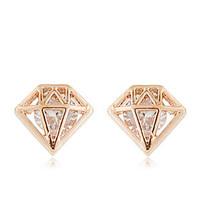 Stud Earrings Zircon Cubic Zirconia Simulated Diamond Alloy Fashion Gold White Silver Jewelry Casual 1 pair