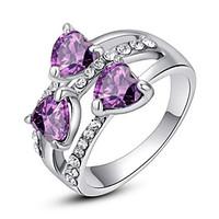 Statement Rings Crystal Simulated Diamond Alloy Fashion Classic Purple Rainbow Transparent Jewelry Party 1pc