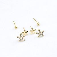 Stud Earrings Crystal Rhinestone Gold Plated 18K gold Simulated Diamond Fashion Gold Jewelry 2pcs