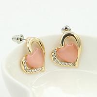Stud Earrings Crystal Rhinestone Gold Plated Simulated Diamond 18K gold Fashion Beige Green Pink Jewelry 2pcs