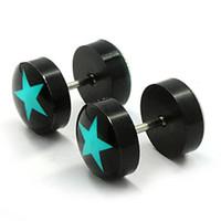 stud earrings stainless steel acrylic fashion star white green jewelry ...