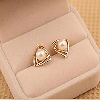 Stud Earrings Pearl Imitation Pearl Alloy Gold White Jewelry 2pcs