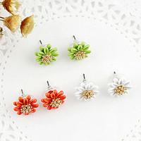 Stud Earrings Pearl Alloy Flower Purple Yellow Green Blue Pink Jewelry Party Daily