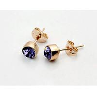 Stud Earrings Crystal Cubic Zirconia Alloy Simple Style White Orange Purple Blue Pink Jewelry 2pcs