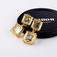 stud earrings crystal square euramerican fashion personalized chrome j ...