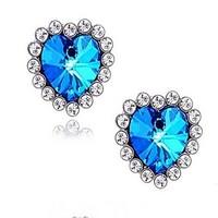 Stud Earrings Sapphire Gemstone Rhinestone Glass Simulated Diamond Alloy Heart Jewelry Wedding Party Daily Casual Sports 2pcs