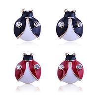 Stud Earrings Crystal Gold Plated Orange Red Pink Jewelry Party Daily Casual 1set
