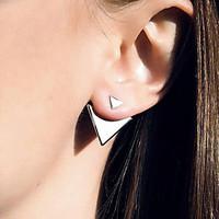 Stud Earrings Resin Alloy Fashion Gold Silver Jewelry 2pcs
