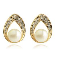 Stud Earrings Drop Earrings Pearl Crystal Gold Plated Simulated Diamond Fashion Drop Golden Jewelry Party Daily Casual 2pcs