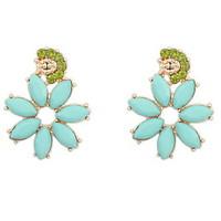 stud earrings lady girls korea style adorable elegant flower rhineston ...