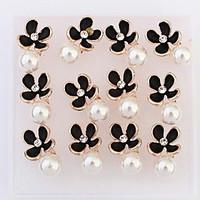 stud earrings womens girls fower peal euramerican fashion daily weddin ...