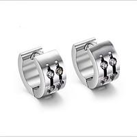 Stainless Steel Simulated Diamond Fashion Round Silver Jewelry Party Daily Casual 1 pair