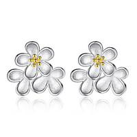 Stud Earrings Flower Style Sterling Silver Jewelry For Wedding Party Daily Casual 1 pair