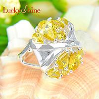 Statement Rings Silver Rhinestone Fashion Yellow Pink Jewelry Party 1pc