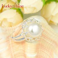 Statement Rings Silver Pearl Fashion Jewelry Party 1pc