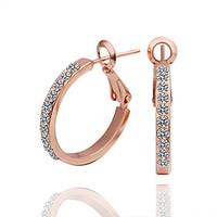 Stud Earrings Hoop Earrings Rose Gold Cubic Zirconia 18K gold Simulated Diamond Rose Gold Jewelry 2pcs