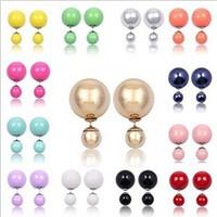 Stud Earrings Simulated Diamond Alloy Ball Red Blue Black/White Navy Rainbow Jewelry Party Daily Casual