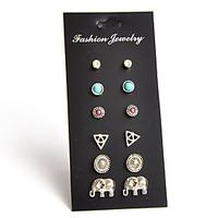 Stud Earrings Jewelry Basic Euramerican Handmade Fashion Vintage Personalized Rock Simple Style Alloy Circle Triangle Shape Elephant