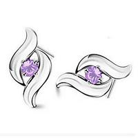 Stud Earrings AAA Cubic Zirconia Sterling Silver Zircon Cubic Zirconia Alloy Gold White Purple Jewelry Party Daily Casual 1 pair