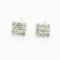 Stud Earrings Drop Earrings Cubic Zirconia Platinum Plated Alloy Fashion Silver Jewelry 1set