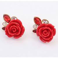 stud earrings flower style fashion vintage adorable resin rhinestone a ...